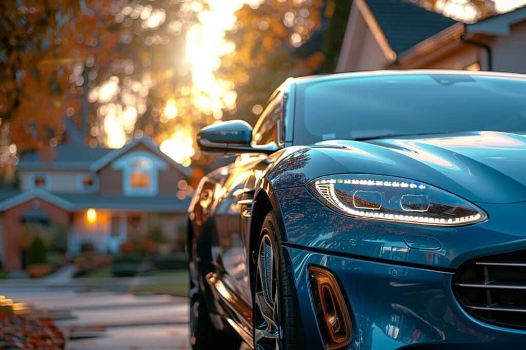 protection voiture : voiture avec dispositif de sécurité et chaîne antivol