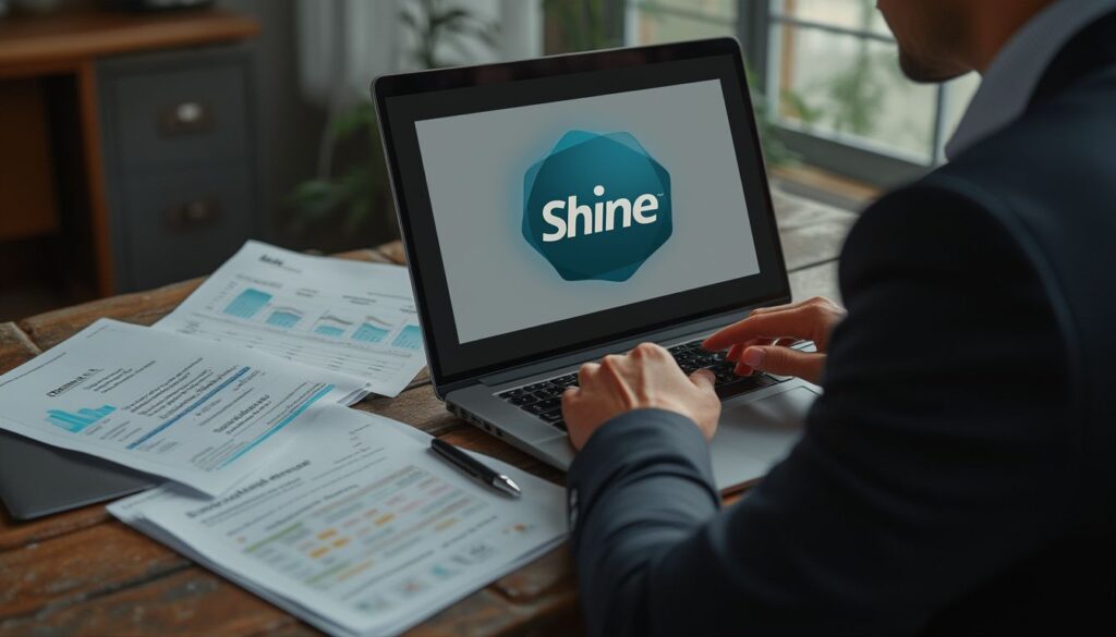 compte professionnel : interface digitale de la neobanque Shine sur un ordinateur portable