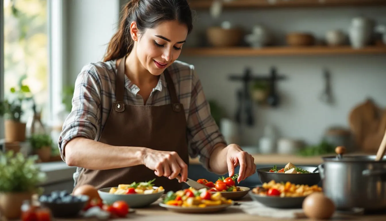 carb cycling : représentation visuelle d'un menu alimentaire structuré autour du cyclage des glucides