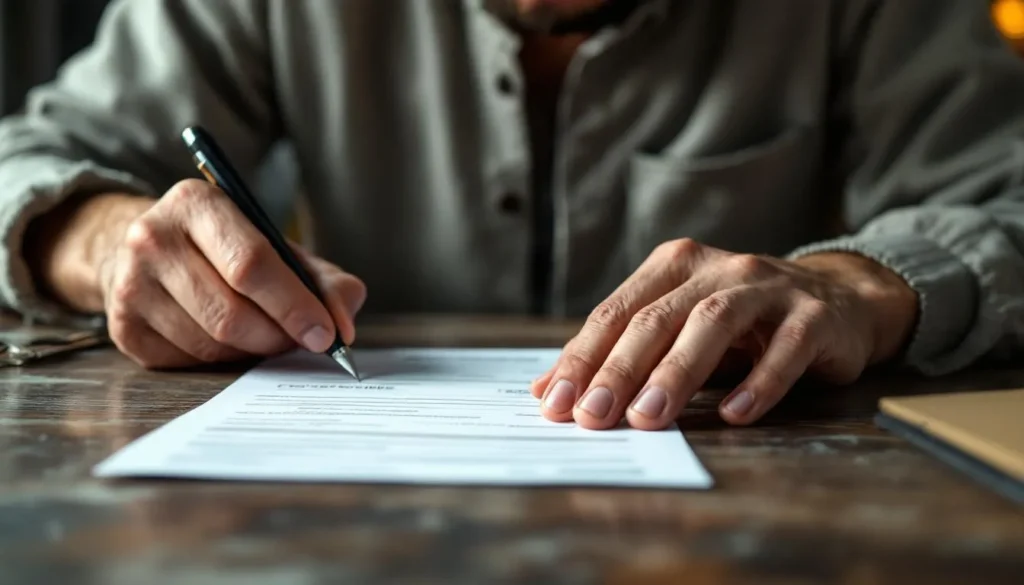 remplir un chèque : main tenant un chèque et un stylo pour le remplir soigneusement