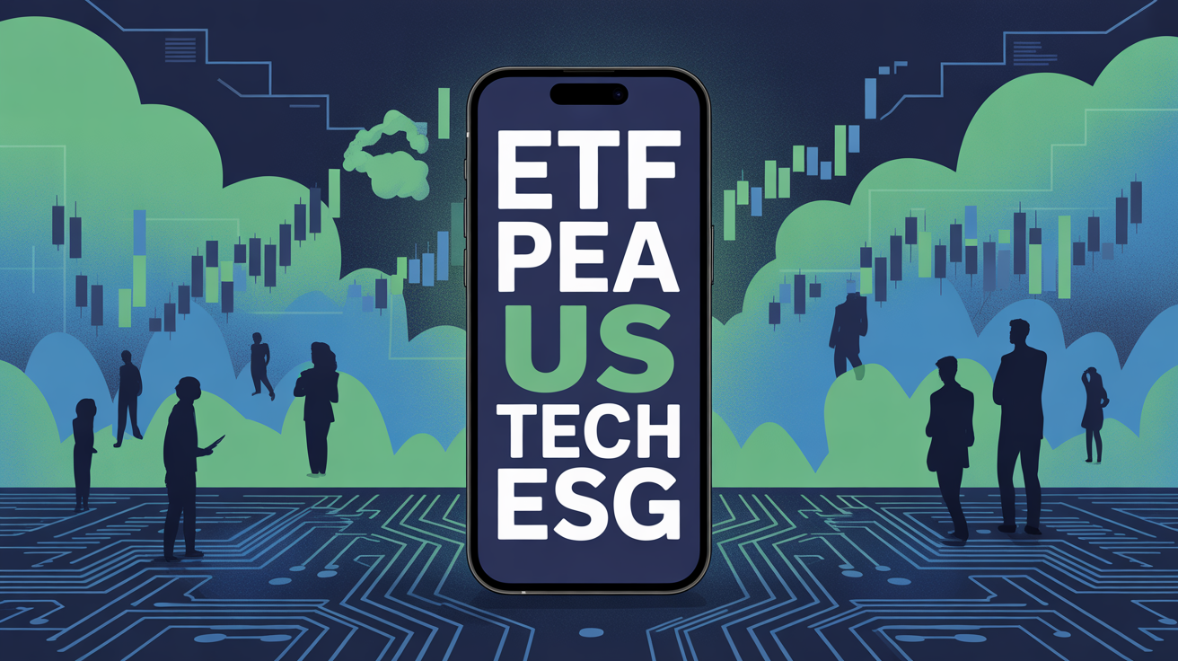 ETF PEA US Tech ESG smartphone graphique financier