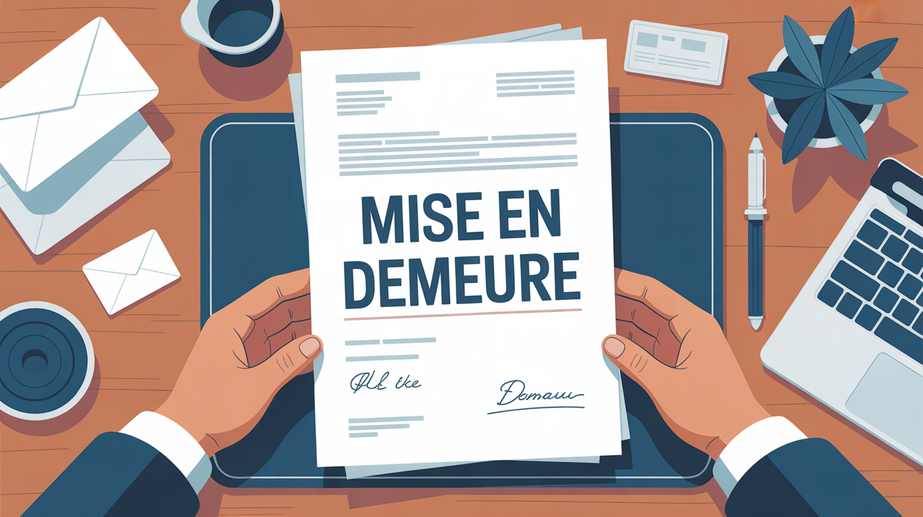 Lettre à en-tête Mise en demeure sur bureau, ambiance calme