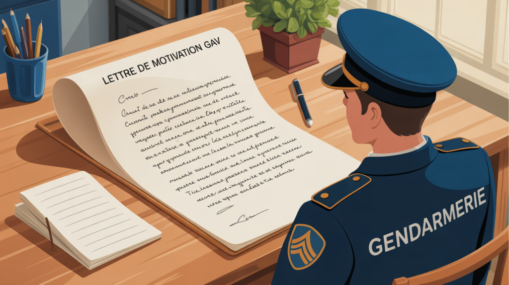 Lettre de motivation GAV manuscrite sur table