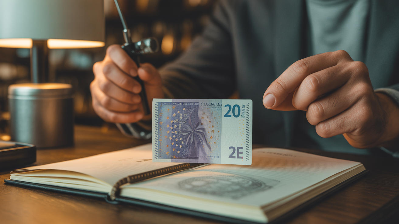 examen piece 2 euros fleur de lys portugal 2025 avec loupe et outils expert