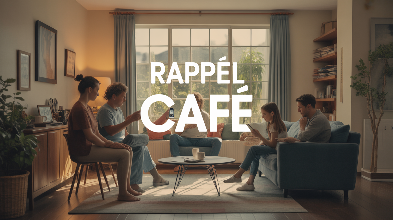 Famille attend notification rappel CAF salon