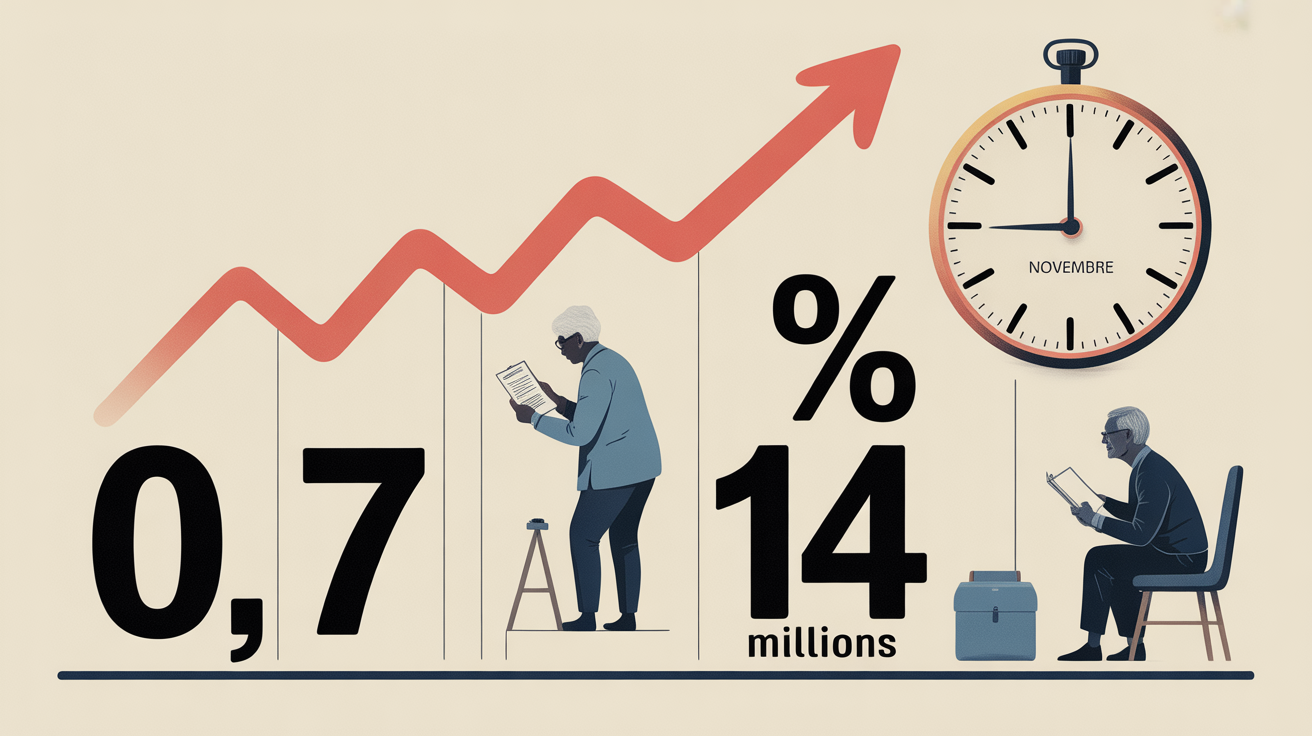 Graphique hausse 0 7 pourcent revalorisation Agirc Arrco 2025
