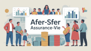 Illustration famille autour graphique Afer Sfer assurance vie