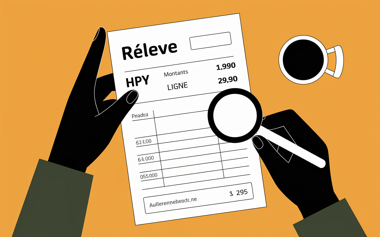 Debit HPY HiPay sur relevé bancaire avec loupe