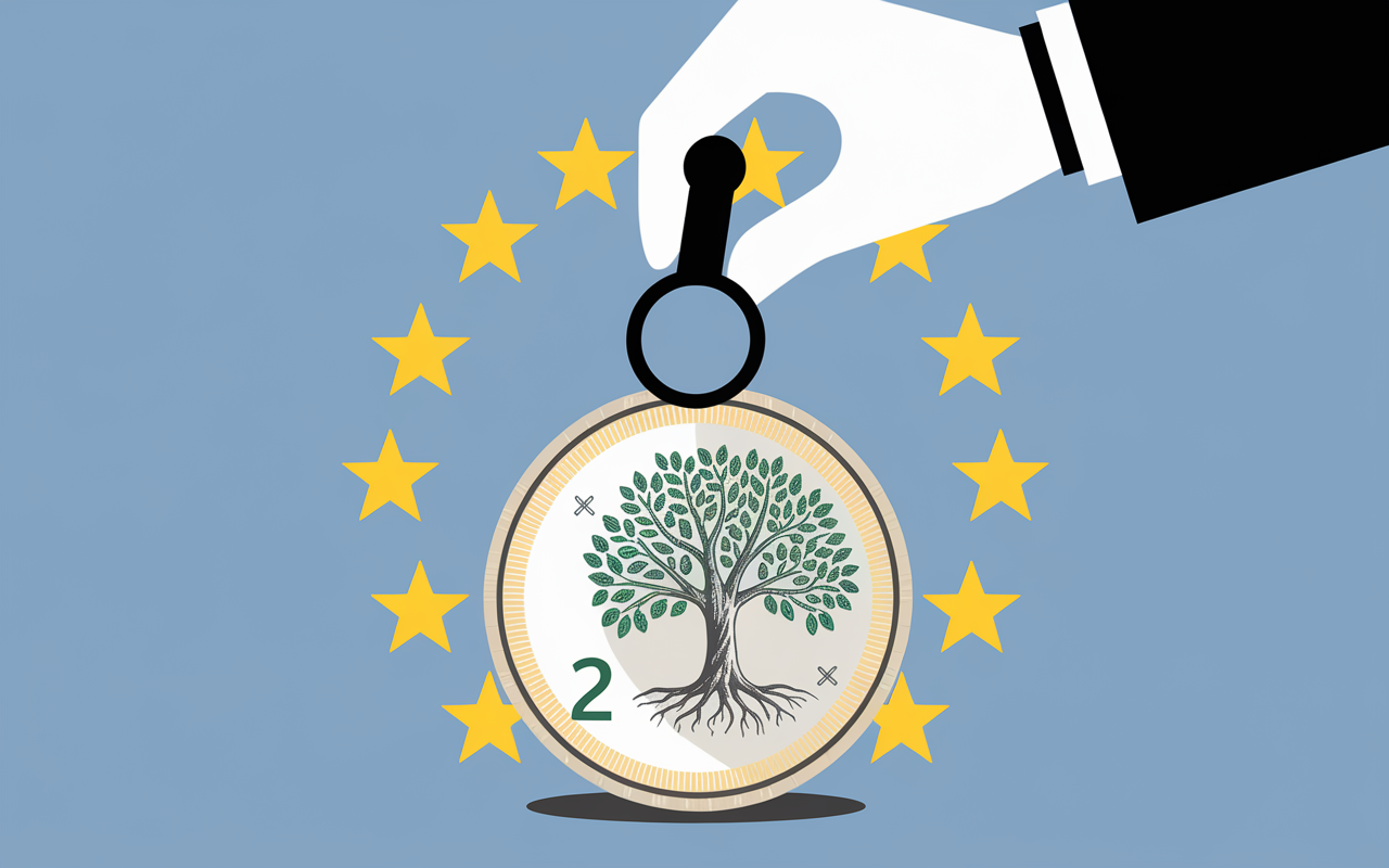 Loupe pièce 2 euros arbre de vie grille estimation