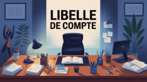 bureau avec outils financiers et libellé de compte