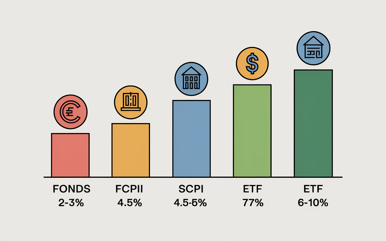 Graphique comparatif placements 100 000 euros rendement