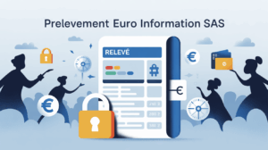 illustration relevé bancaire avec icones securite prelevement euro information sas
