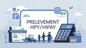 Illustration scene bancaire prelevement HPY HiPay