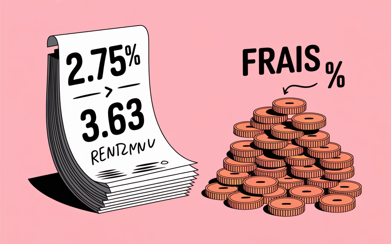 Infographie balance rendement frais assurance vie Société Générale