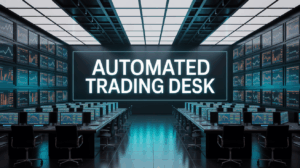 Salle de marche moderne Automated Trading Desk avec serveurs et ecrans