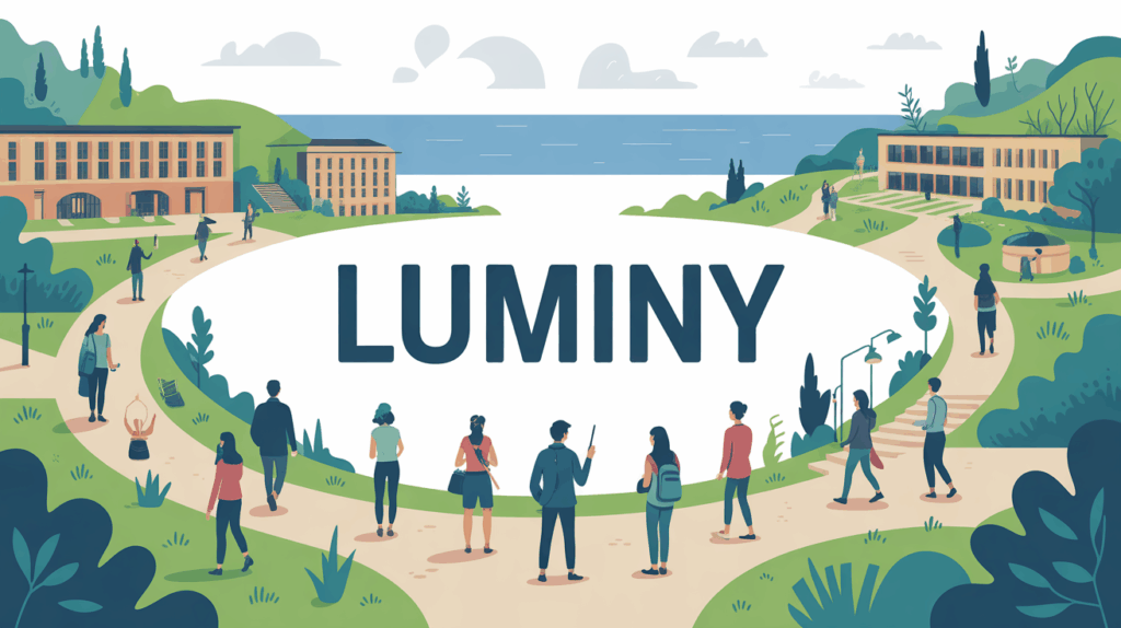 Vue campus Luminy entre nature, étudiants et chercheurs