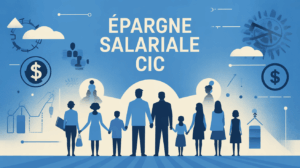 Illustration famille CIC devant tableau interactif finances