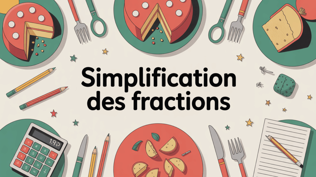 illustration simplification des fractions table gateau anniversaire