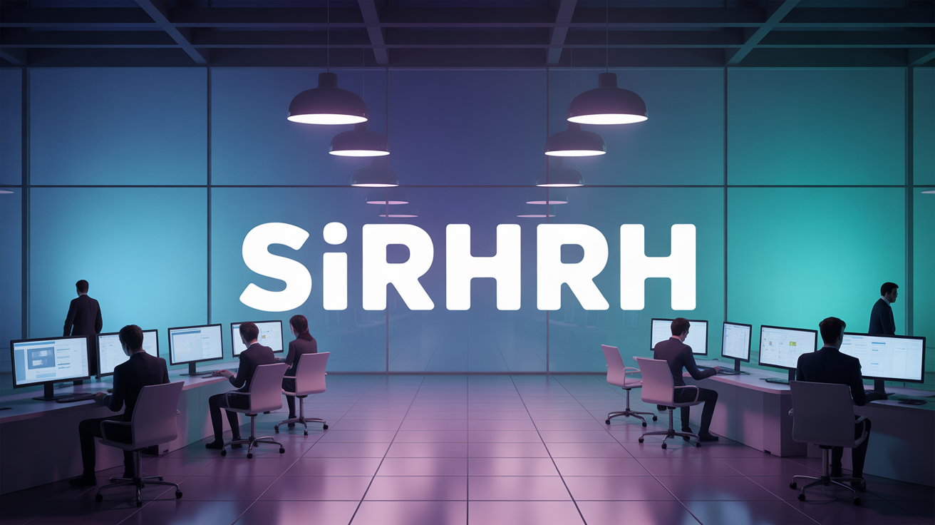 Espace de travail high-tech avec SIRH RH en grand