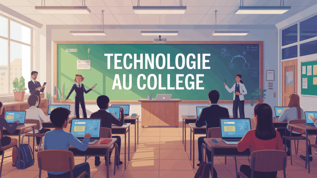 Salle de classe technologie au college avec enseignants et eleves