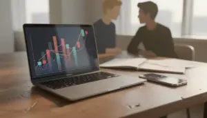 Ordinateur smartphone banque en ligne service client 24 7