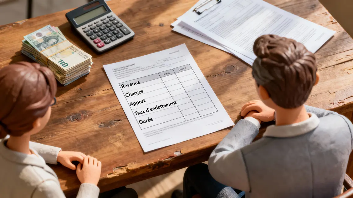 Tableau et calculatrice pour calcul capacité emprunt immobilier