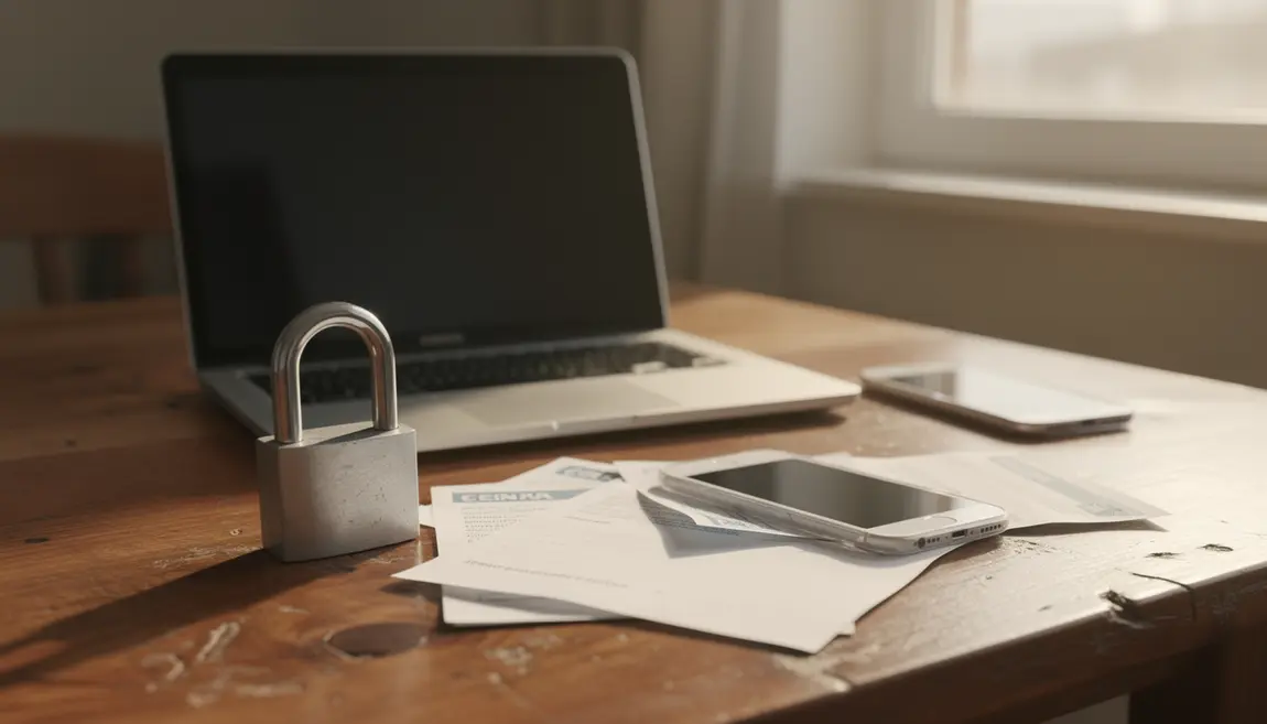 ordinateur smartphone documents symbole securite banque en ligne