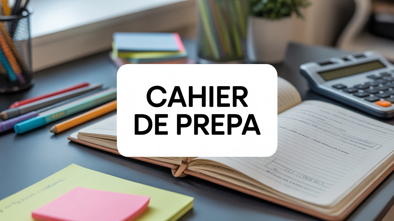 bureau d'etudiant avec cahier de prepa ouvert