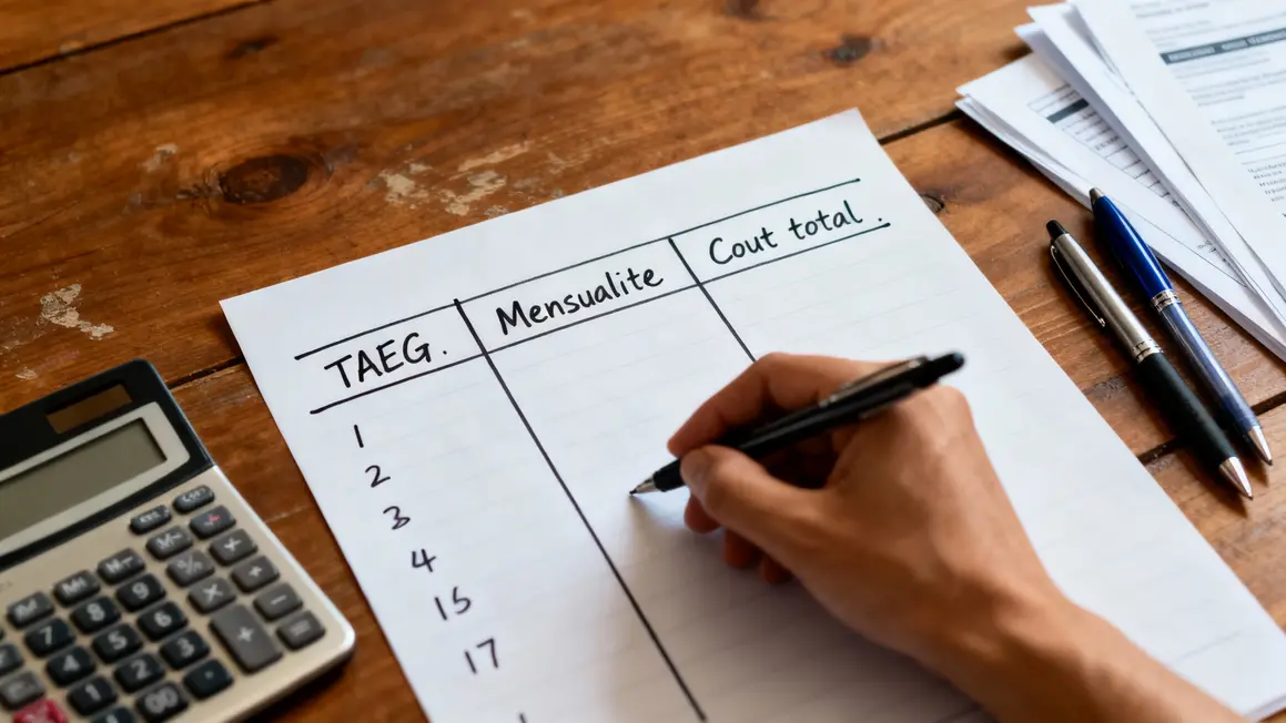 Tableau comparatif TAEG crédit immobilier