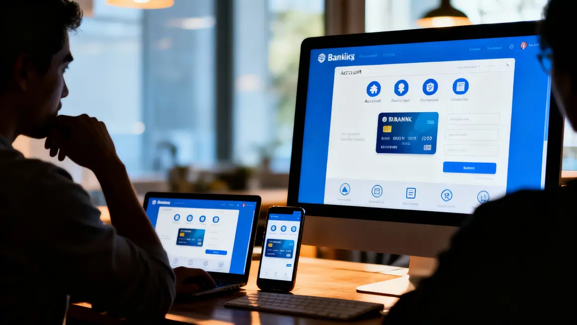 interface digitale banque en ligne sur ordinateur et smartphone