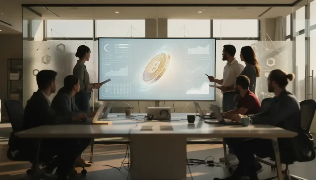 creation cryptomonnaie salle travail blockchain