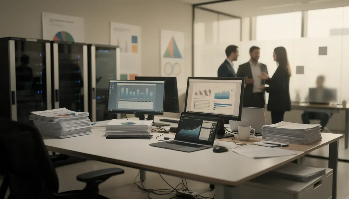 Financement matériel informatique dans un bureau moderne d'entreprise