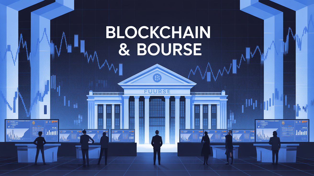 bourse blockchain facade futuriste