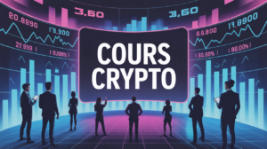 Afficheur lumineux cours des crypto traders fluctuations