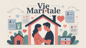 Illustration vie marital silhouettes partage domicile