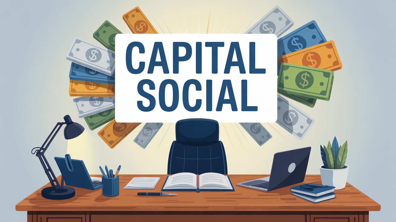 Illustration capital social d une entreprise sur bureau moderne