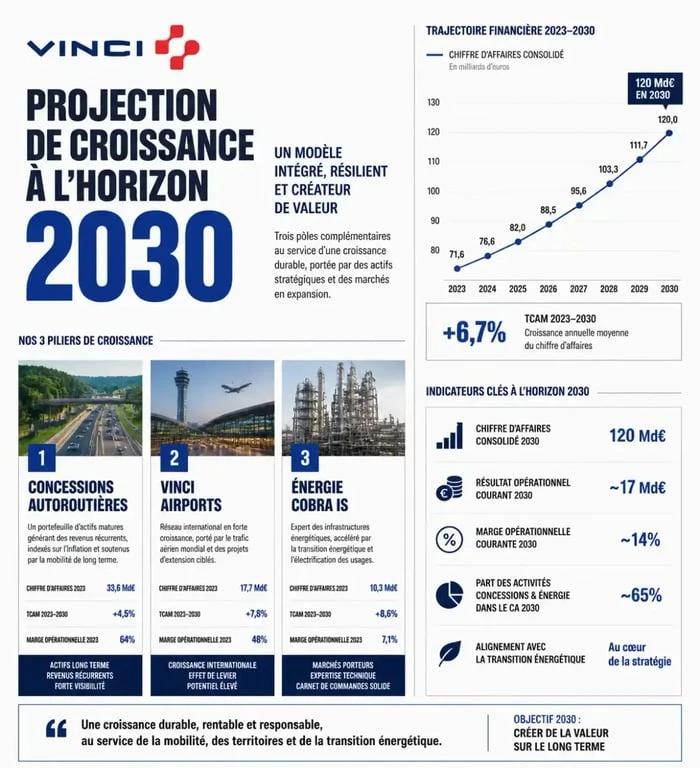Projection de la croissance et diversification de l'action Vinci à l'horizon 2030