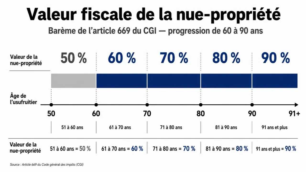 Barème fiscal de la donation en nue-propriété après 70 ans selon l'article 669 du CGI