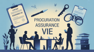 Scène procuration sur assurance vie silhouette contrat bureau