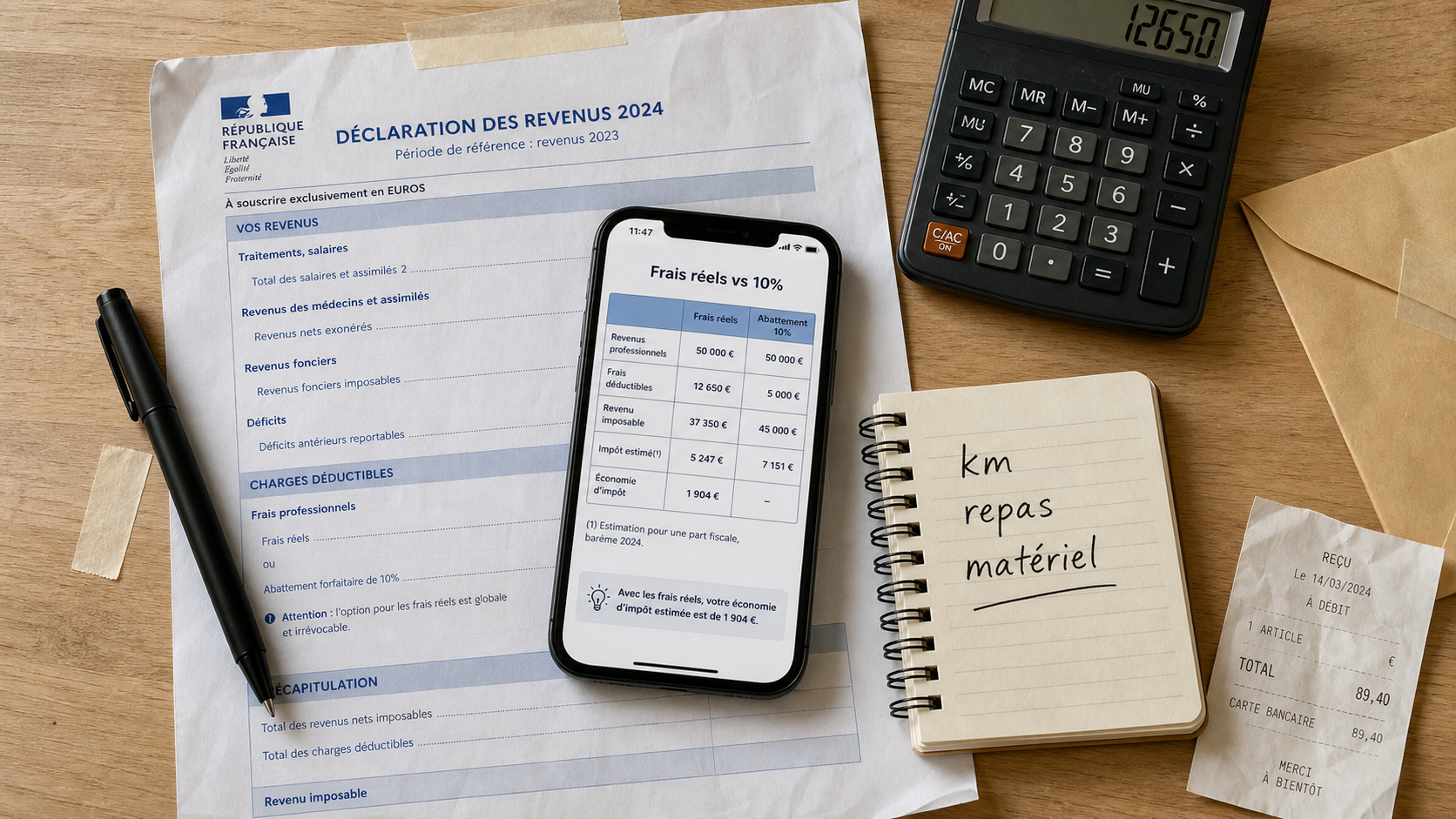 Comparatif frais reels impots : 10% ou frais réels, comment calculer