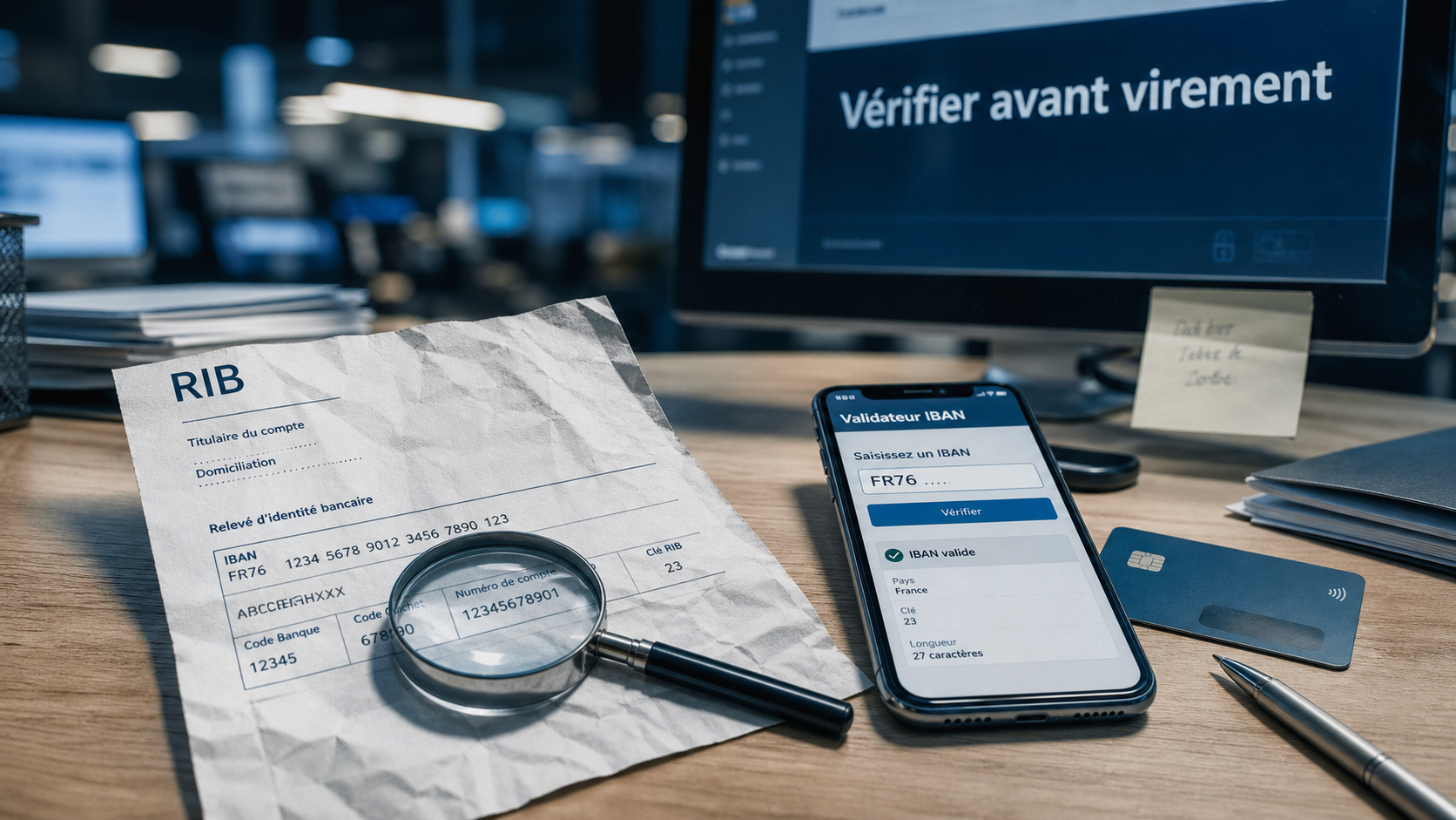 Verifier un rib : controle IBAN FR avec loupe anti-faux