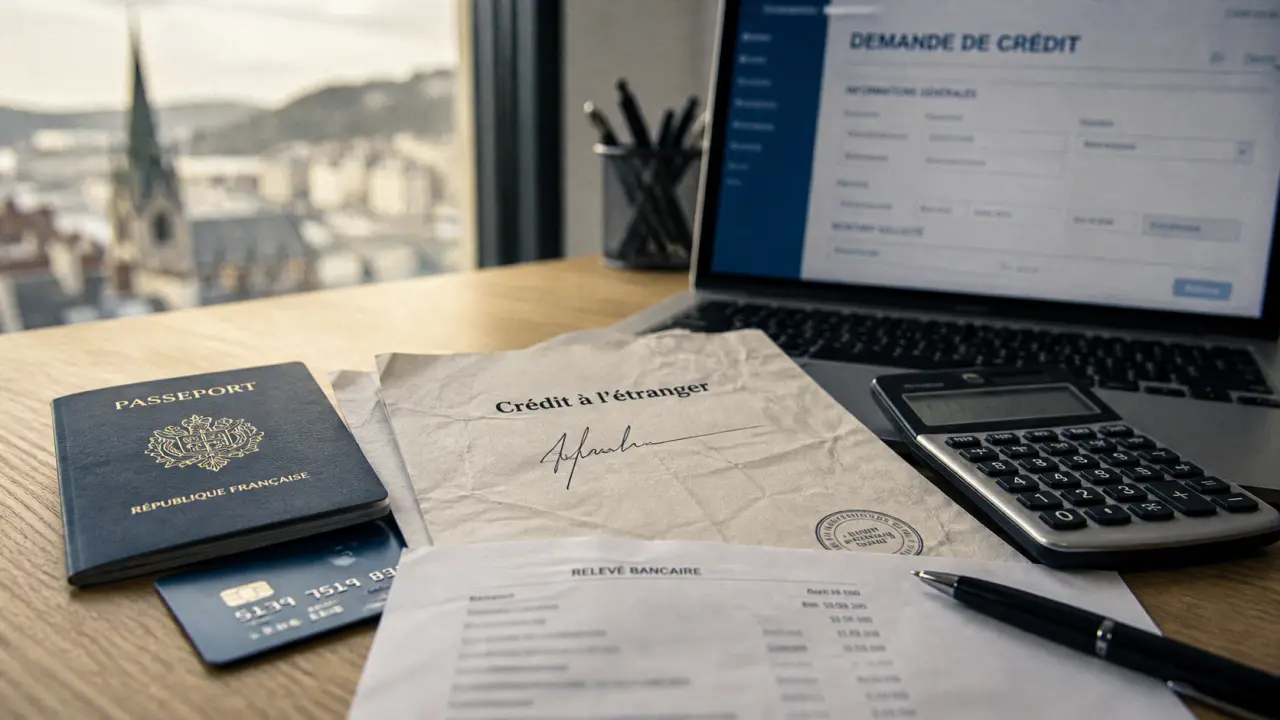 credit etranger : dossiers et passeport sur formulaire de demande de crédit