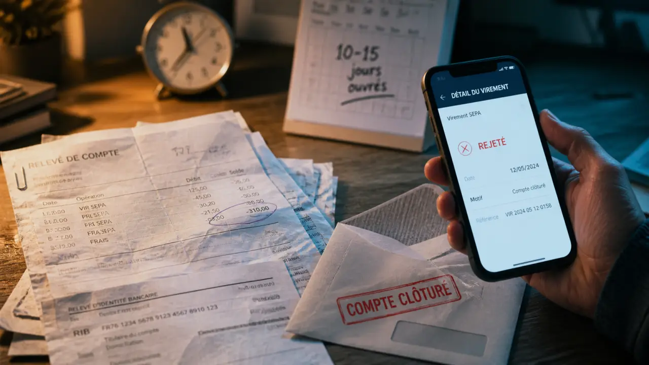 Délai retour virement compte clôturé : virement rejeté en 15 jours maximum