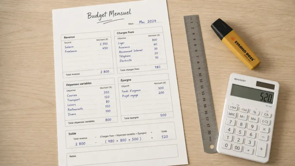 Feuille de budget mensuel vierge gratuit, modèle Excel PDF Google Sheets