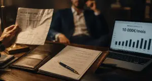 Gagner 10000 euros par mois : bureau et tableau de revenus