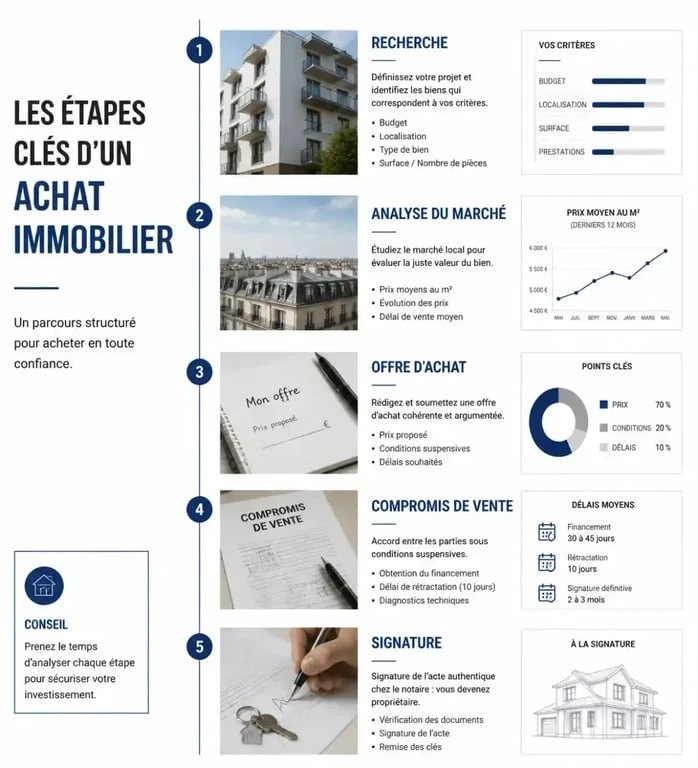 Étapes clés du processus d'un achat immobilier réussi