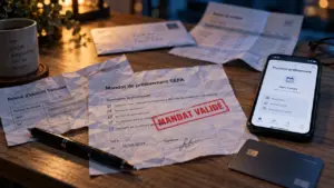 Domiciliation bancaire exemple : mandat SEPA avec prochain prélèvement